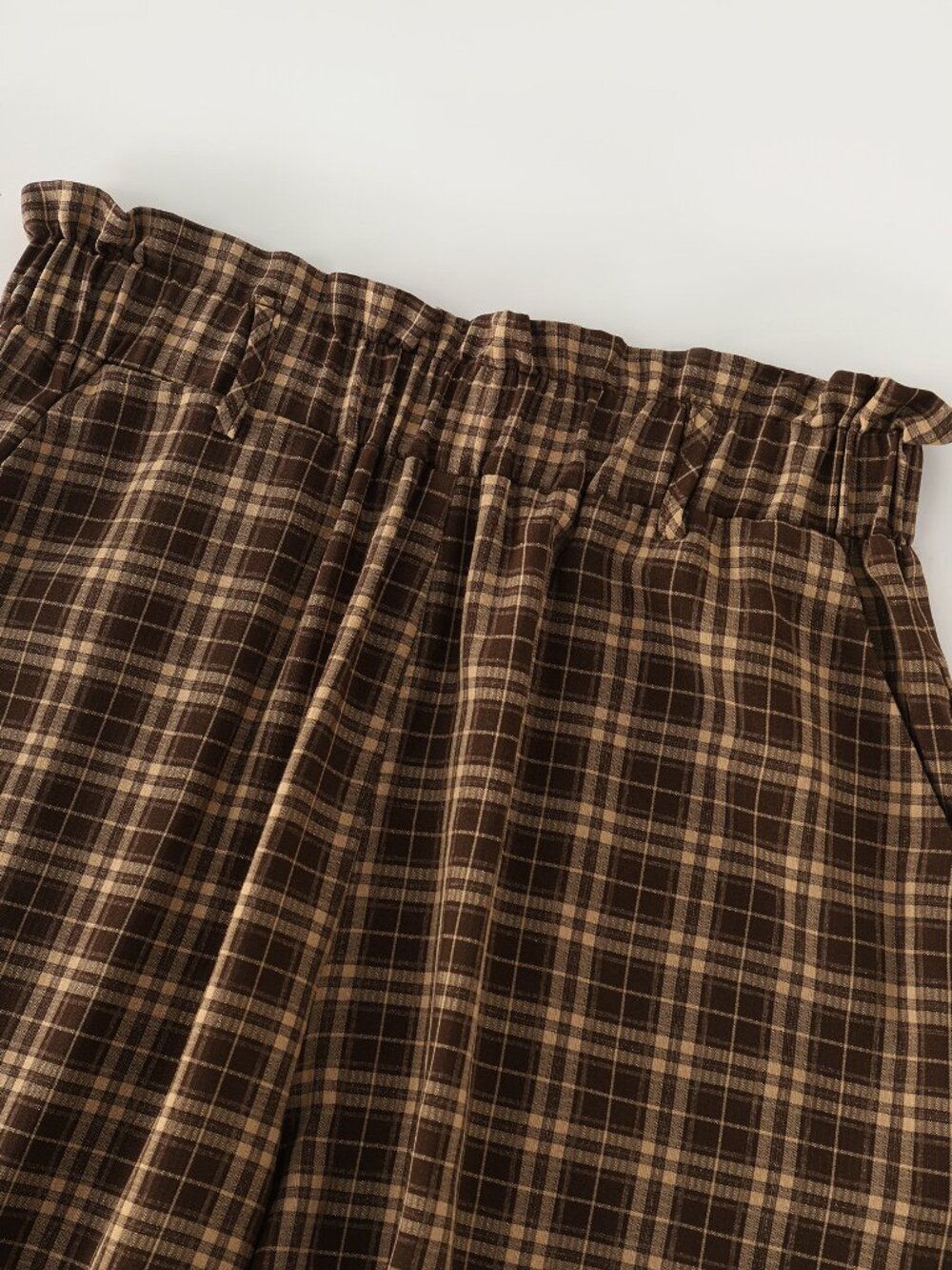 Multicolor Casual Women's High Waist Plaid Elastic Waist Wide Leg Pants - Picture 9 of 9